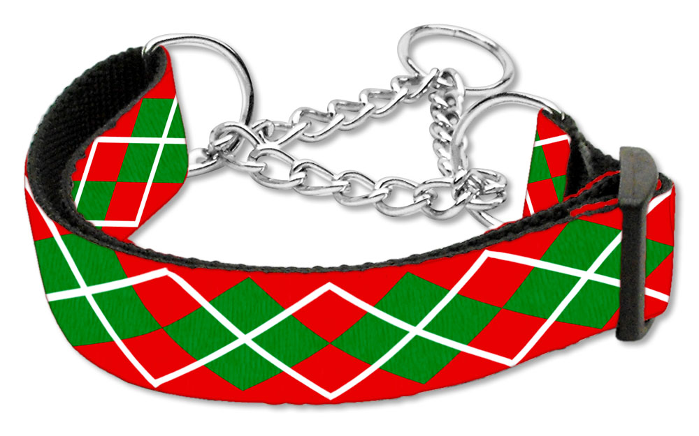 Christmas Argyle Nylon Ribbon Collar Martingale Large
